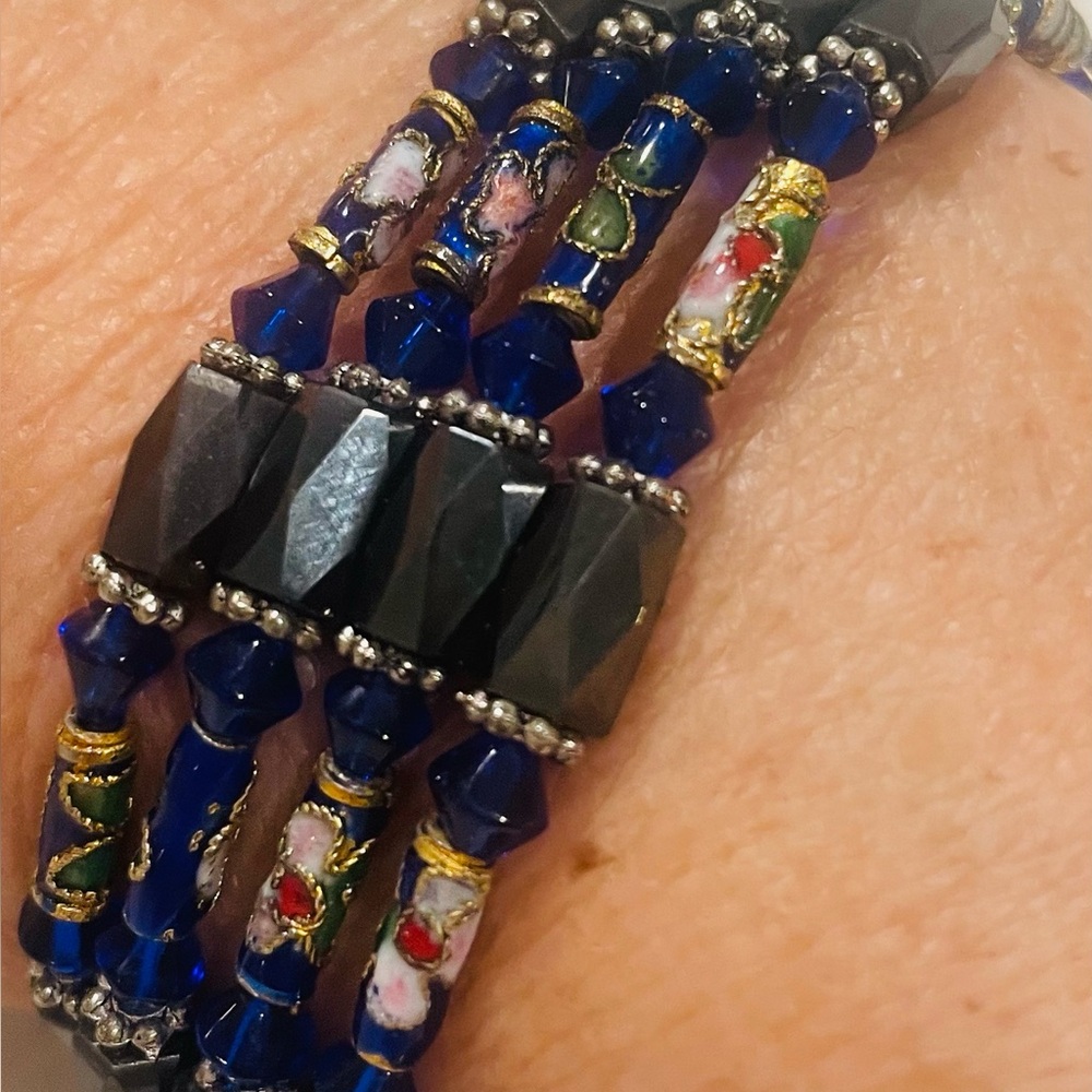 Cloisonné Hematite Magnetic Wrap Bracelet
